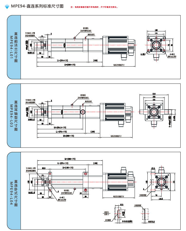 MPE94電動(dòng)缸直連標(biāo)準(zhǔn)尺寸圖